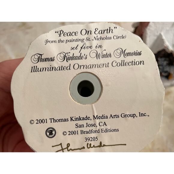 VTG Thomas Kinkade's Winter Memories Illuminated Christmas Ornaments, Set of 7 - Picture 9 of 11